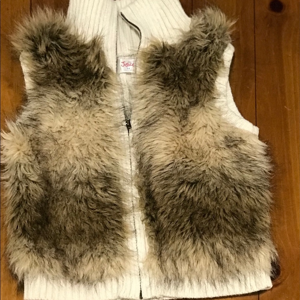 Justice Faux Fur Vest Girls Size 14